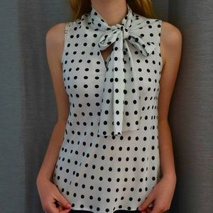 NINE WEST POLKA DOT TIE NECK BLOUSE